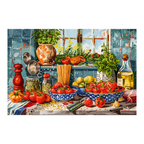 Vibrant Italian Tomato Kitchen Wooden Jigsaw Puzzle Framed, Culinary Nook Wall Decor