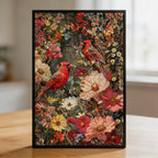 Vibrant Northern Cardinal Birds Wooden Jigsaw Puzzle - Floral Woodland Wood Puzzle for Adults