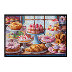 Vibrant Pastry Shop Wooden Jigsaw Puzzle Framed, Sweet Treats Wall Decor