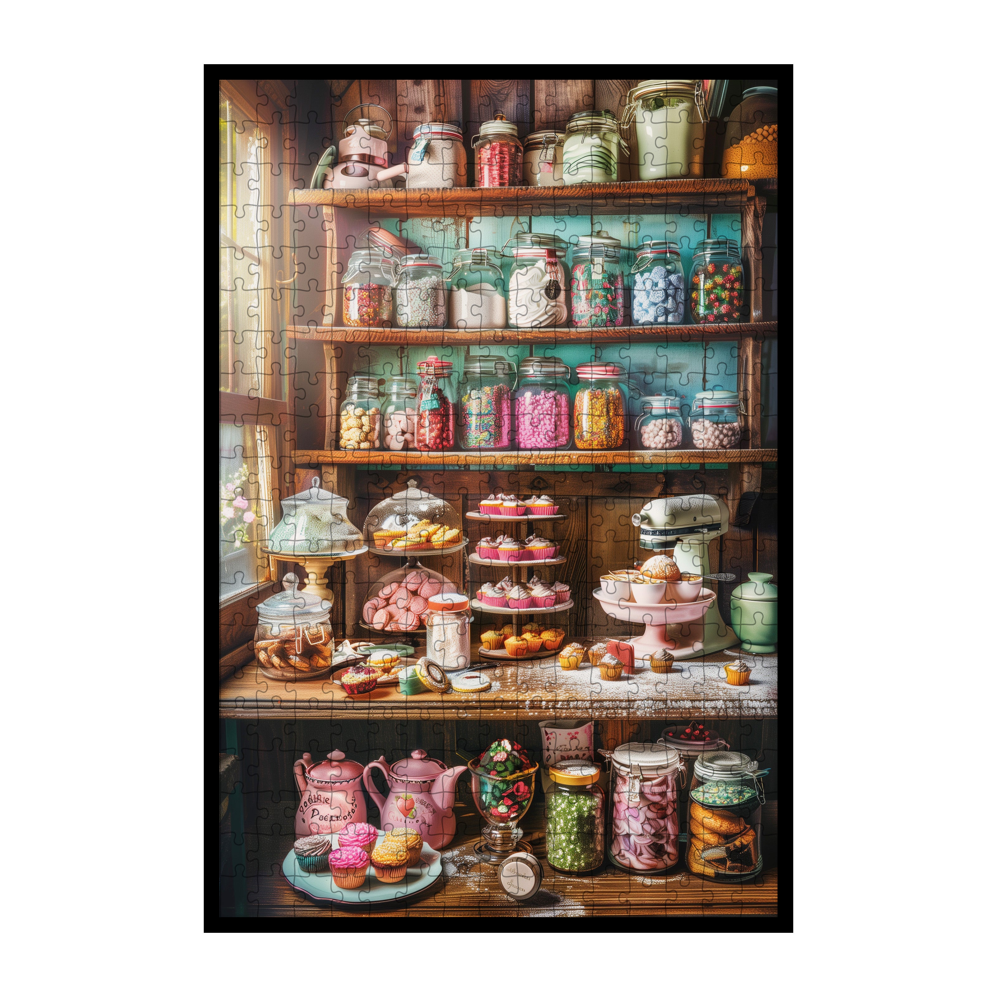 Vintage Baking Pantry Wooden Jigsaw Puzzle Framed, Sweet Treats Wall Decor