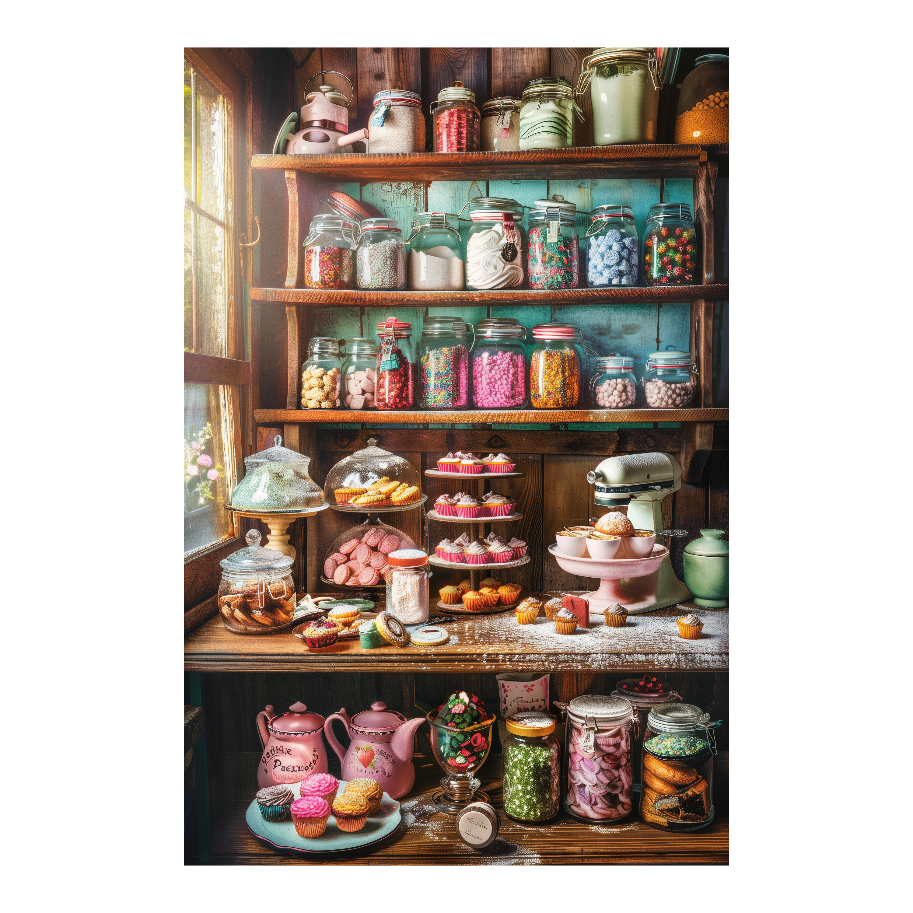 Vintage Baking Pantry Wooden Jigsaw Puzzle Framed, Sweet Treats Wall Decor