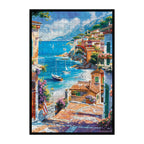 Vintage Italian Coastal Town Wooden Jigsaw Puzzle - Seaside Cottage Wood Puzzle for Adults