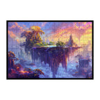 Whimsical Sky Paradise Wooden Jigsaw Puzzle Framed, Magical Waterfall Wall Art