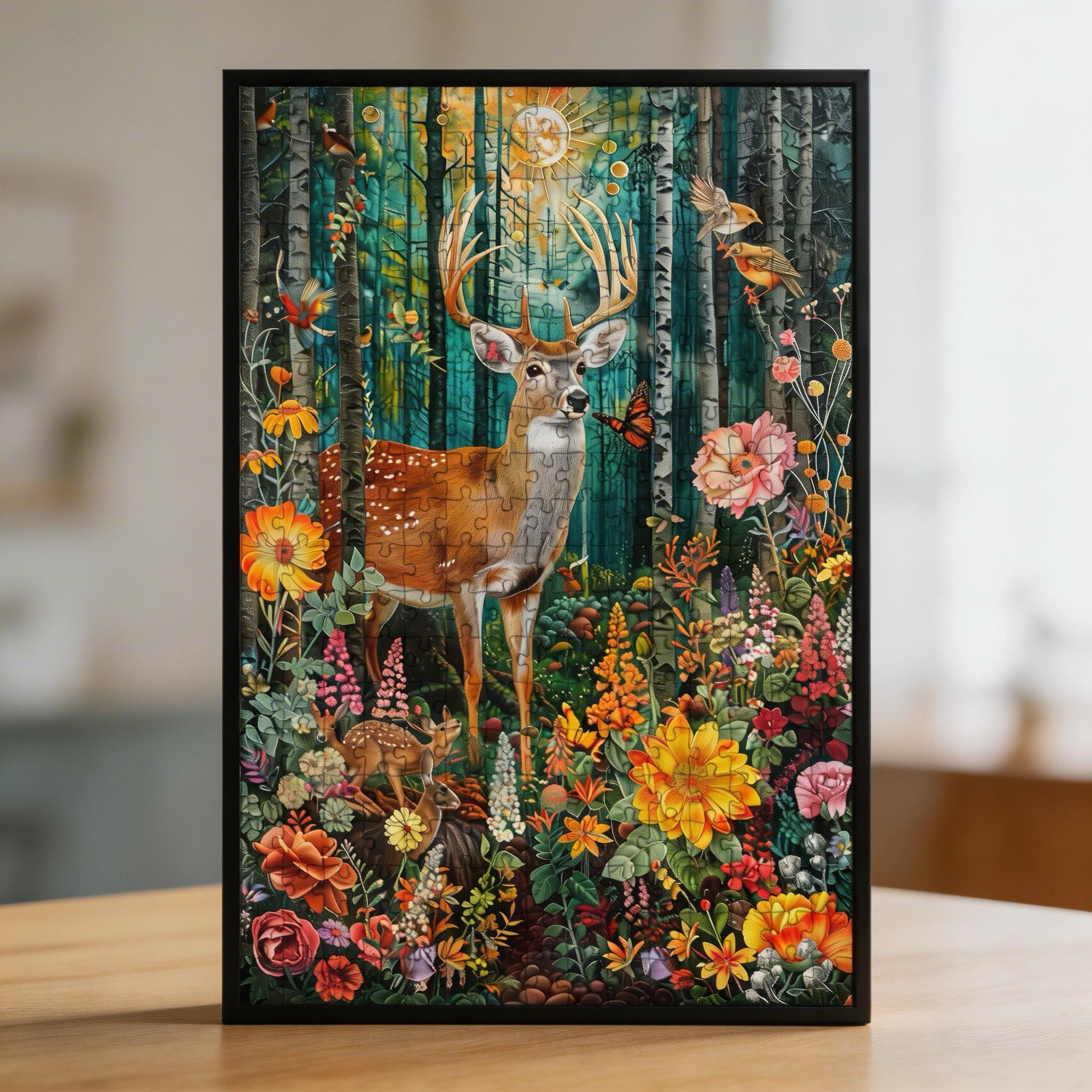 Whimsical Woodland Creatures Wooden Jigsaw Puzzle - Aesthetic Forest Wood Puzzle