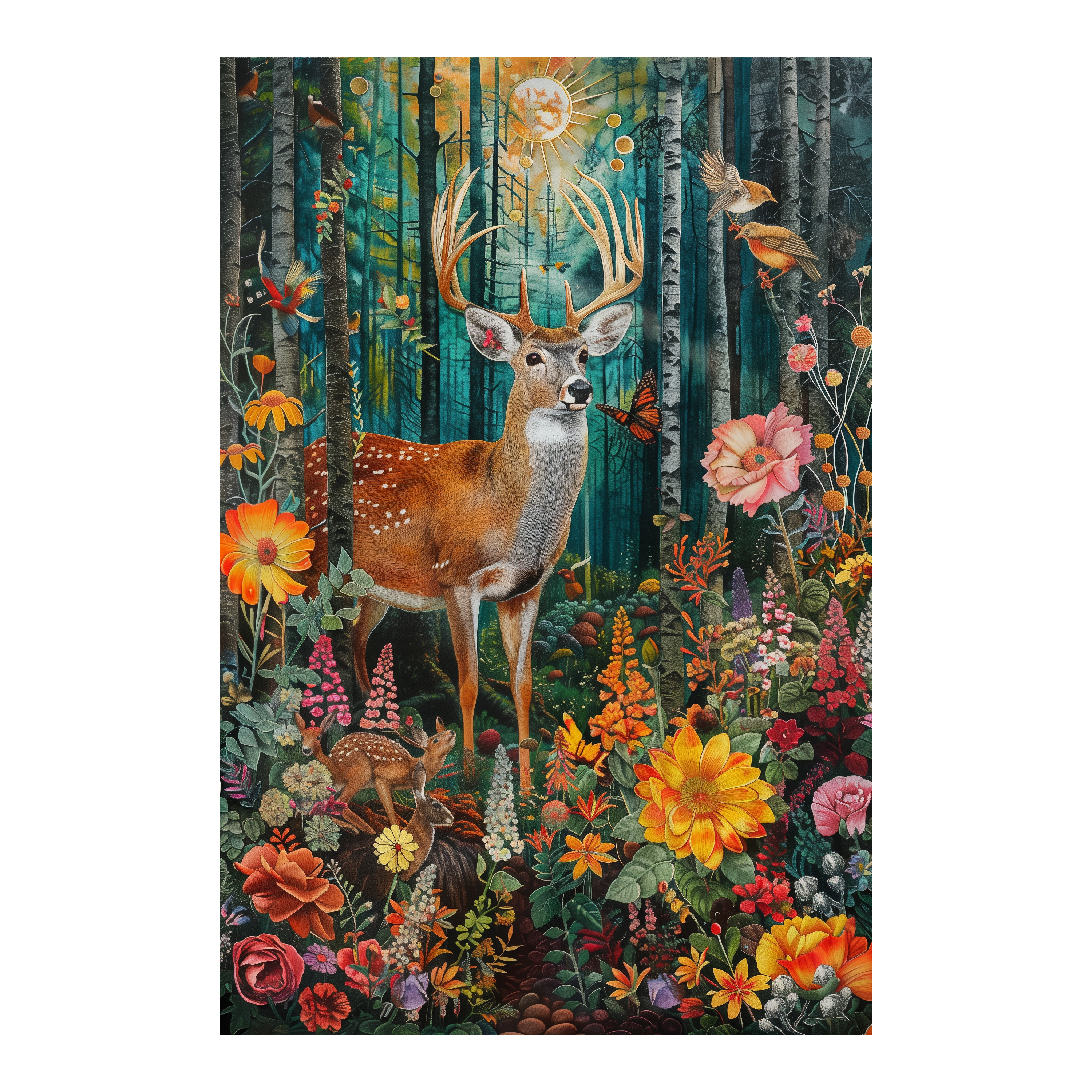 Whimsical Woodland Creatures Wooden Jigsaw Puzzle Framed, Aesthetic Forest Home Decor