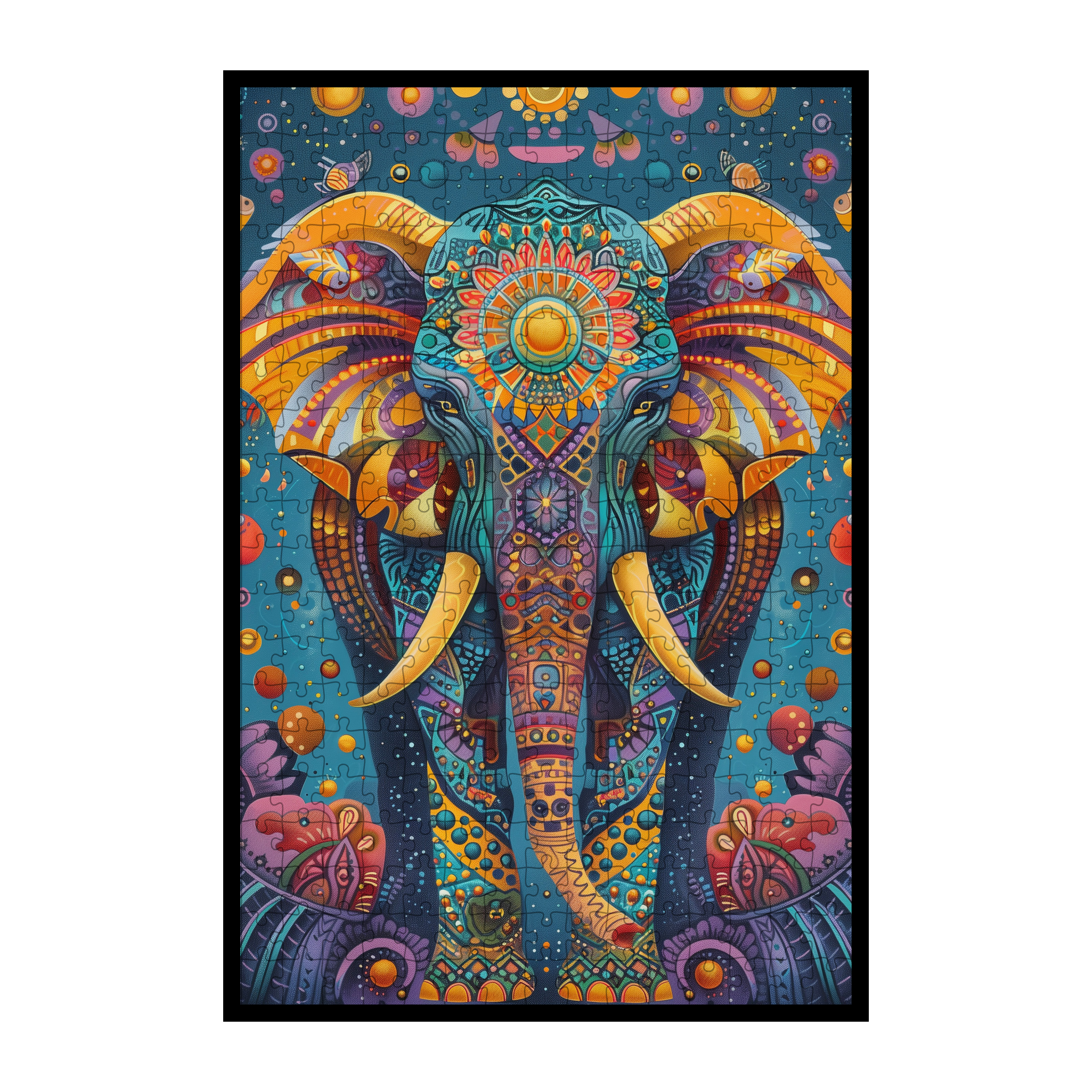 Wisdom Elephant Mandala Wooden Jigsaw Puzzle - Spiritual Animal Shaped Wood Puzzle - Premium Wood Art