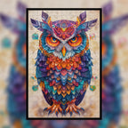 Wise Midnight Owl Mandala Wooden Jigsaw Puzzle - Intricate Galaxy Animal Shaped Wood Puzzle for Adults