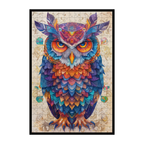 Wise Midnight Owl Mandala Wooden Jigsaw Puzzle - Intricate Galaxy Animal Shaped Wood Puzzle for Adults
