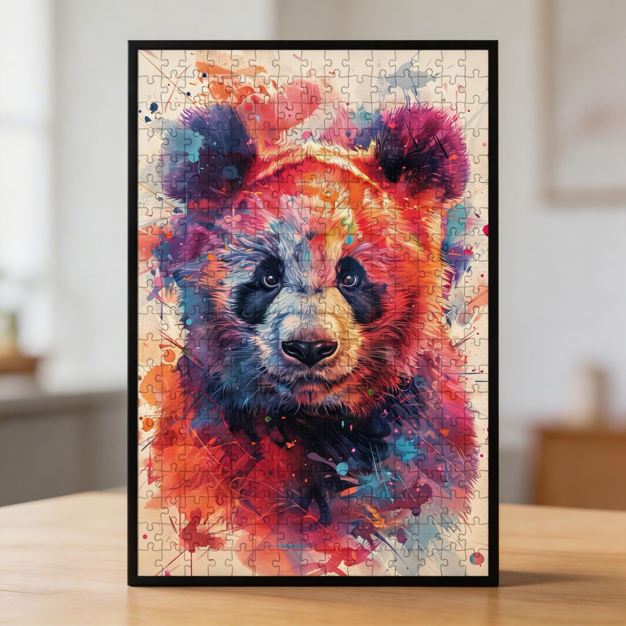 Zen Panda Mandala Wooden Jigsaw Puzzle - Cute Animal Shaped Wood Puzzle - Intricate Black & White Art
